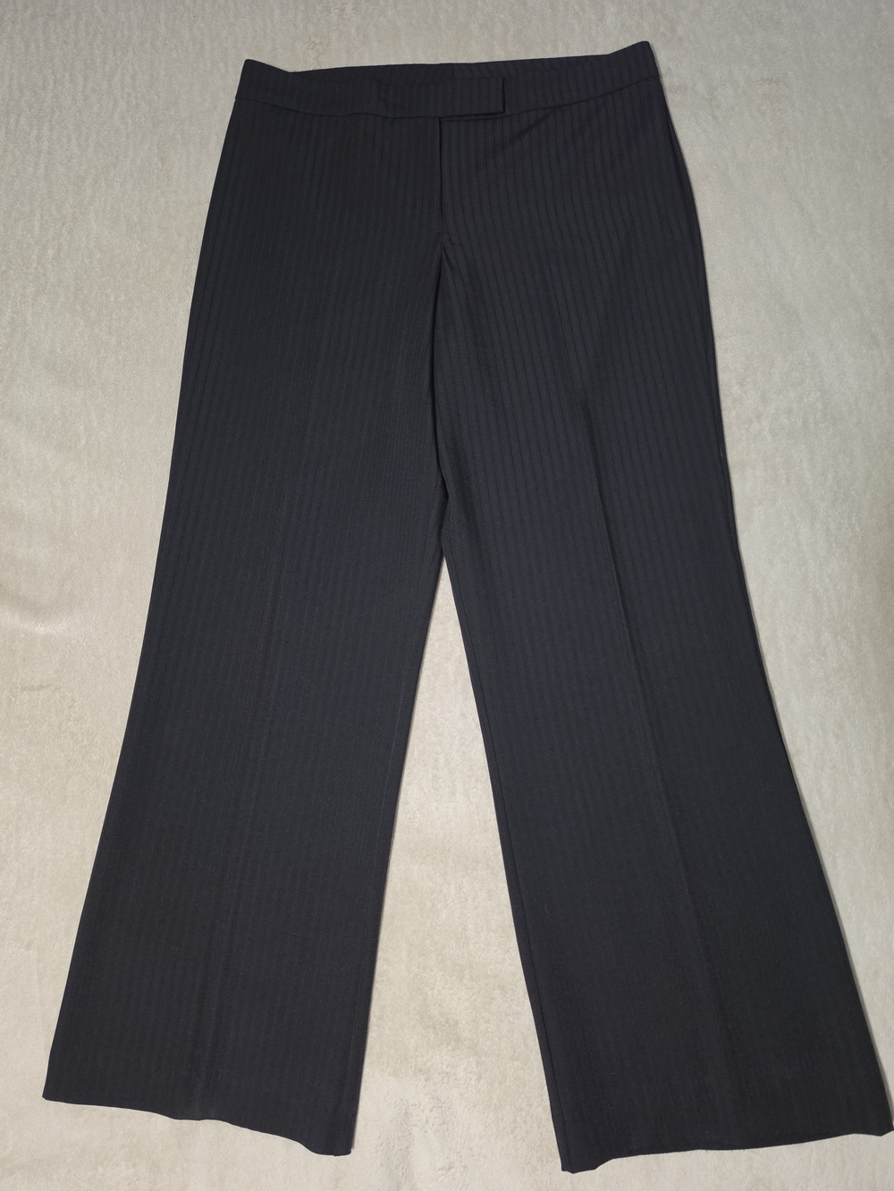 Women's Black Straight-Leg Pinstripe Pants Size:13/14